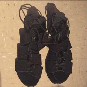 H&M Suede Cut Out Lace Sandals